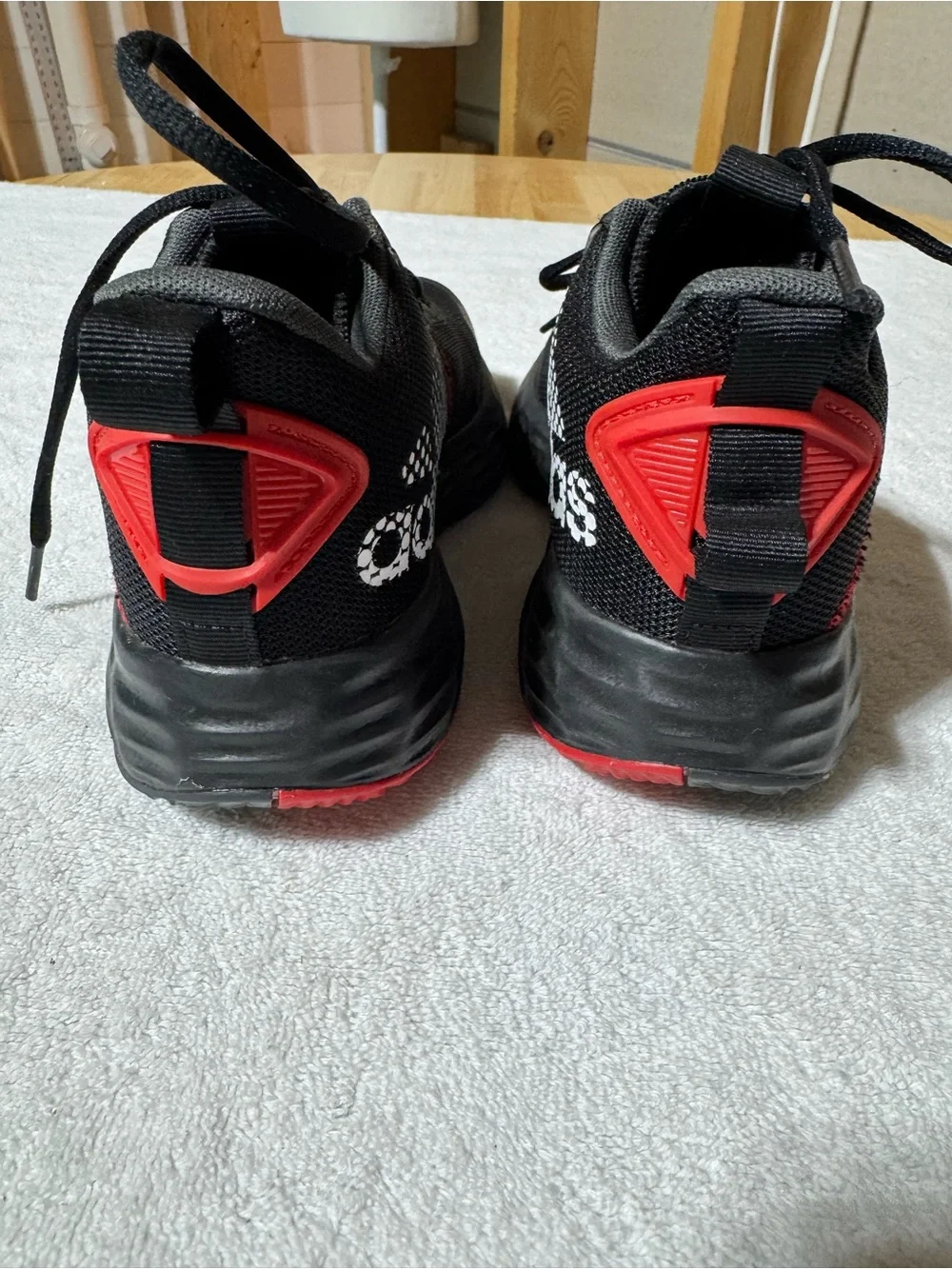 adidas Kids Black Sneakers with Red Accents